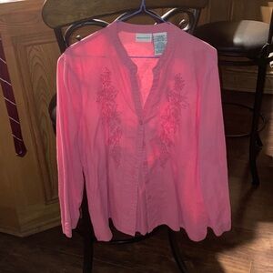 White Stag Pink Embroidered Button-Down Shirt